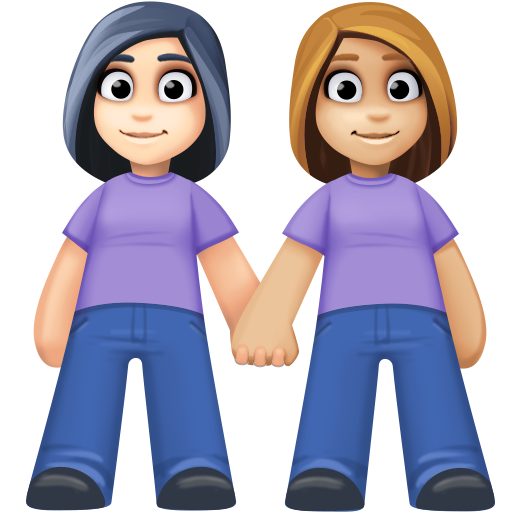 Women Holding Hands: Light Skin Tone, Medium-Light Skin Tone, the design in this release