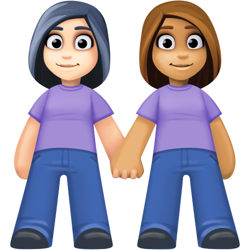 Women Holding Hands: Light Skin Tone, Medium Skin Tone, the design in this release