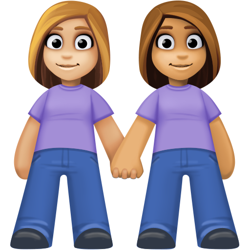 Women Holding Hands: Medium-Light Skin Tone, Medium Skin Tone, the design in this release