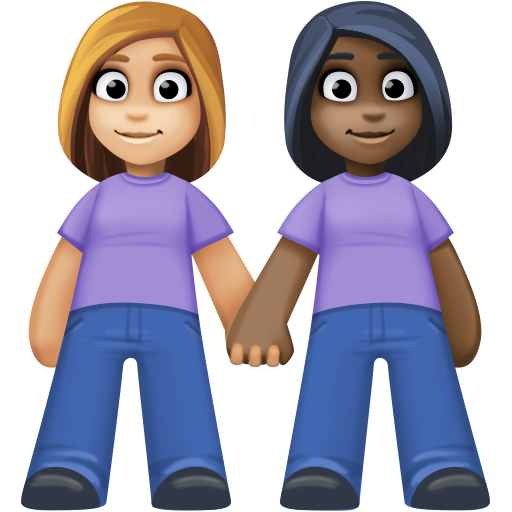 Women Holding Hands: Medium-Light Skin Tone, Dark Skin Tone, the design in this release