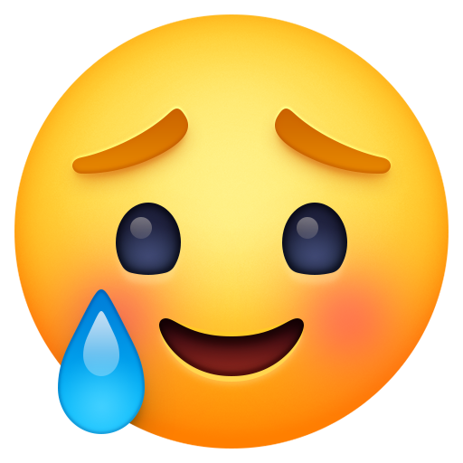 Smiling Face with Tear as drawn by Facebook in 14.0