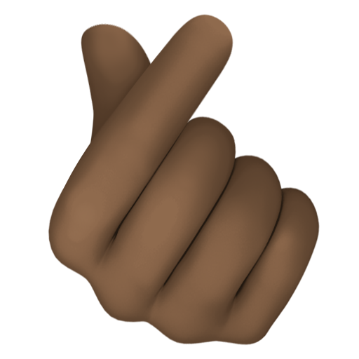 Hand with Index Finger and Thumb Crossed: Dark Skin Tone, the design in this release