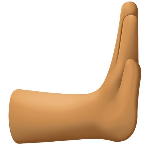 Rightwards Pushing Hand: Medium-Dark Skin Tone, the design in this release