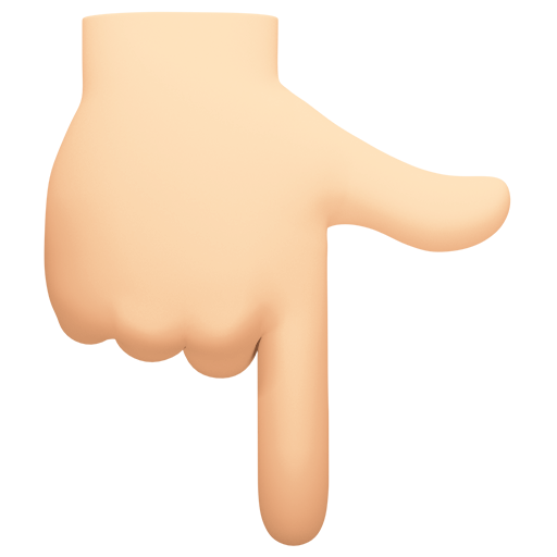 backhand index pointing down: light skin tone as rendered by Facebook
