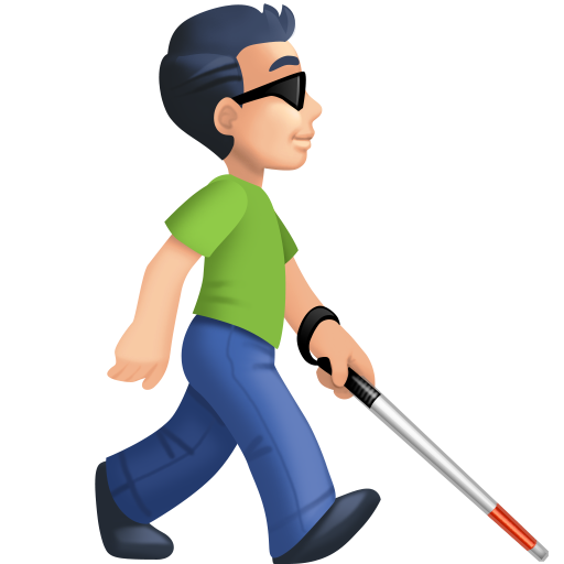 Man with White Cane Facing Right: Light Skin Tone, the design in this release