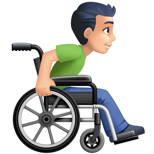 Man in Manual Wheelchair Facing Right: Light Skin Tone, the design in this release