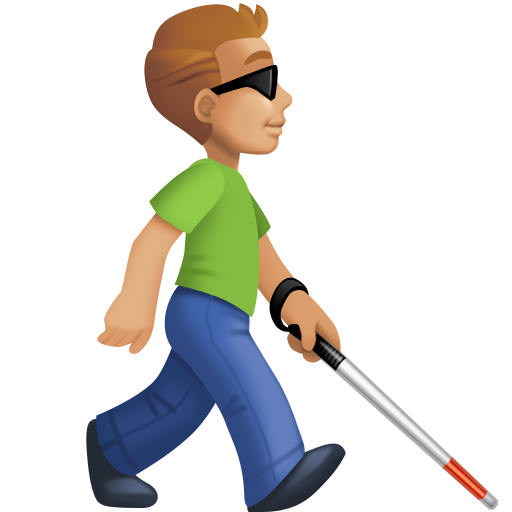 Man with White Cane Facing Right: Medium-Light Skin Tone, the design in this release