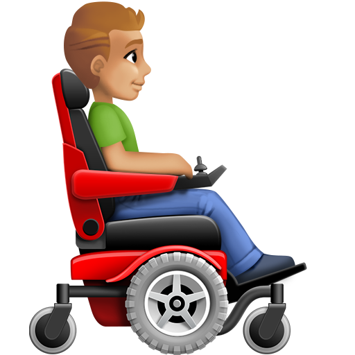 Man in Motorized Wheelchair Facing Right: Medium-Light Skin Tone, the design in this release