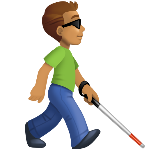Man with White Cane Facing Right: Medium Skin Tone, the design in this release