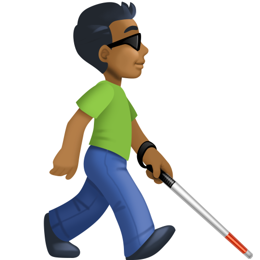 Man with White Cane Facing Right: Medium-Dark Skin Tone, the design in this release