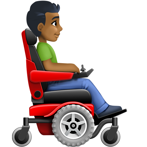 Man in Motorized Wheelchair Facing Right: Medium-Dark Skin Tone, the design in this release