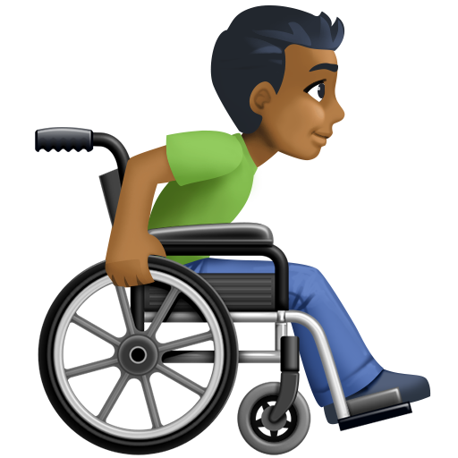 Man in Manual Wheelchair Facing Right: Medium-Dark Skin Tone, the design in this release