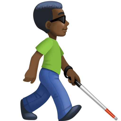 Man with White Cane Facing Right: Dark Skin Tone, the design in this release