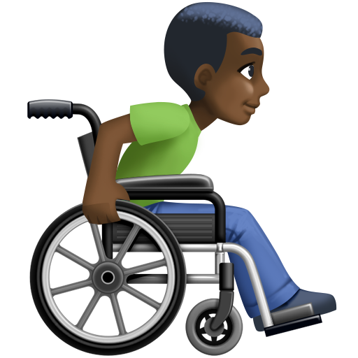 Man in Manual Wheelchair Facing Right: Dark Skin Tone, the design in this release