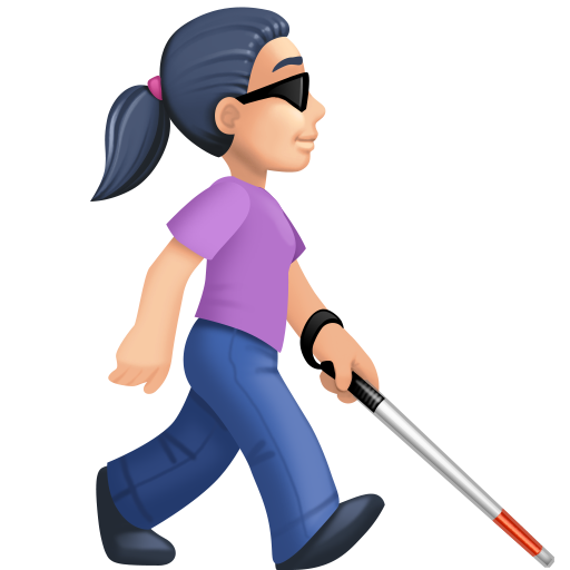 Woman with White Cane Facing Right: Light Skin Tone, the design in this release
