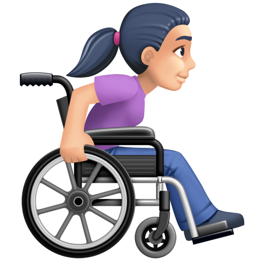 Woman in Manual Wheelchair Facing Right: Light Skin Tone, the design in this release