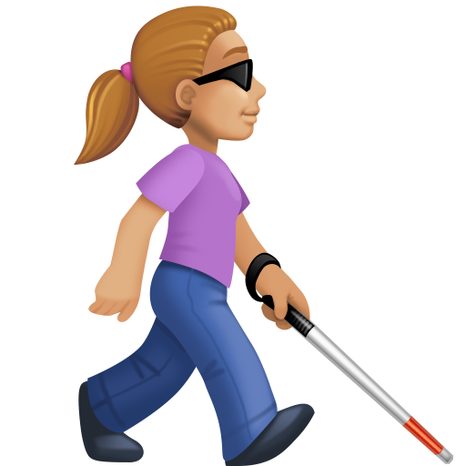Woman with White Cane Facing Right: Medium-Light Skin Tone, the design in this release