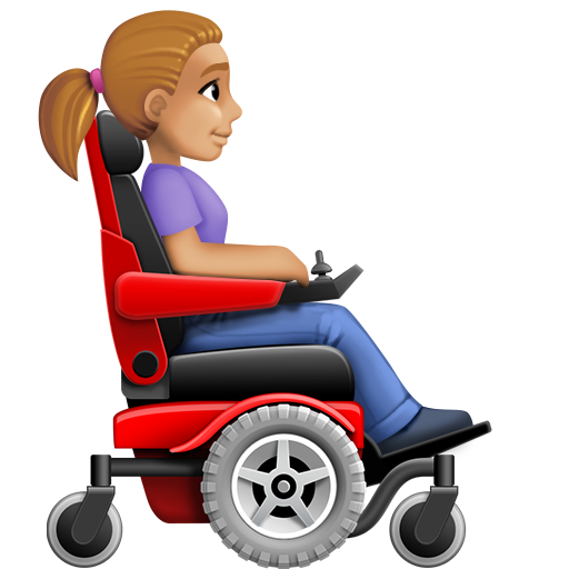 Woman in Motorized Wheelchair Facing Right: Medium-Light Skin Tone, the design in this release