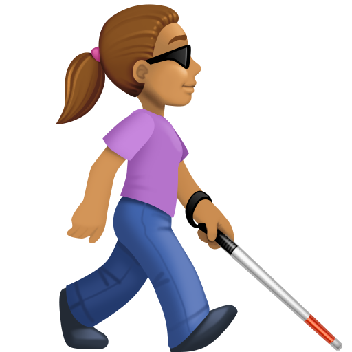 Woman with White Cane Facing Right: Medium Skin Tone, the design in this release