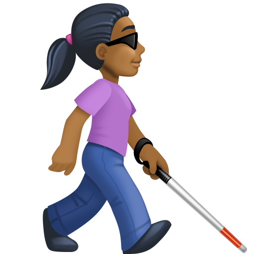 Woman with White Cane Facing Right: Medium-Dark Skin Tone, the design in this release