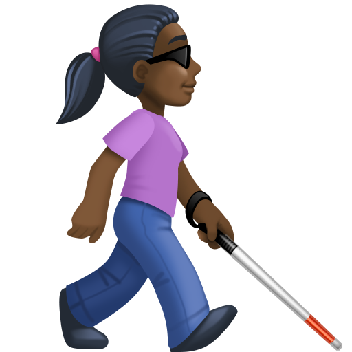 Woman with White Cane Facing Right: Dark Skin Tone, the design in this release