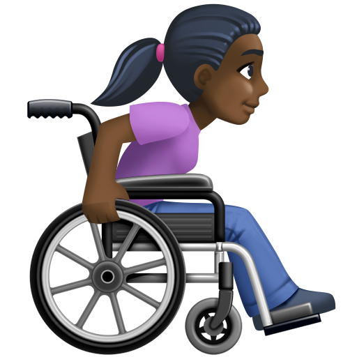 Woman in Manual Wheelchair Facing Right: Dark Skin Tone, the design in this release