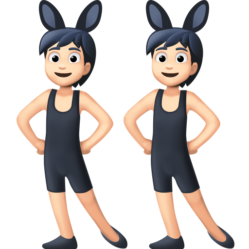people with bunny ears: light skin tone as rendered by Facebook