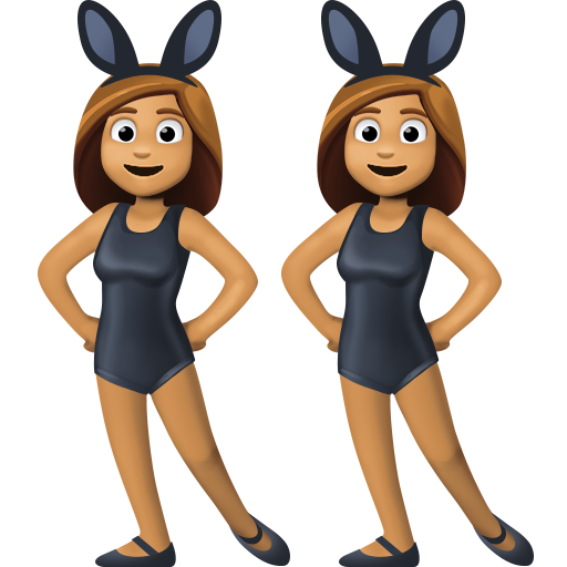 women with bunny ears: medium skin tone as rendered by Facebook