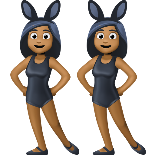 women with bunny ears: medium-dark skin tone as rendered by Facebook