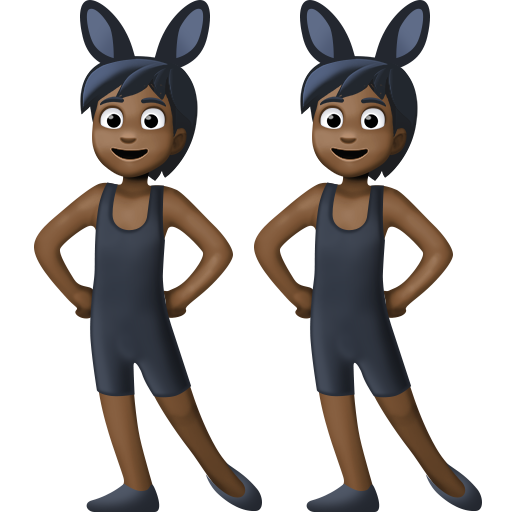 people with bunny ears: dark skin tone as rendered by Facebook