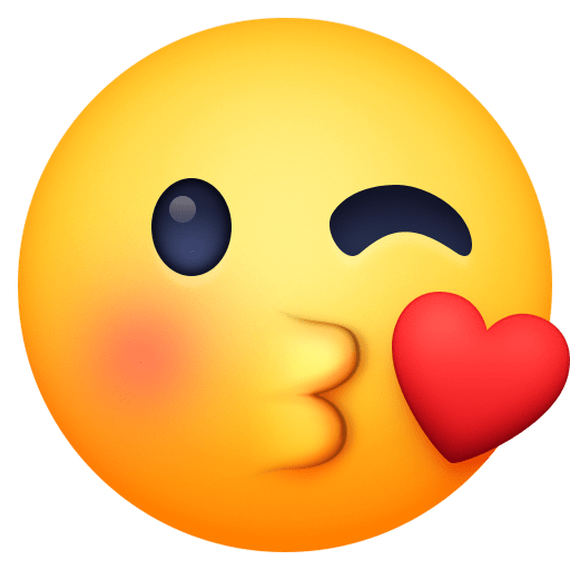 face blowing a kiss as rendered by Facebook