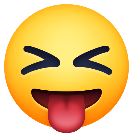 وجه بعينين مغلقتين ولسان متدلٍ as rendered by Facebook