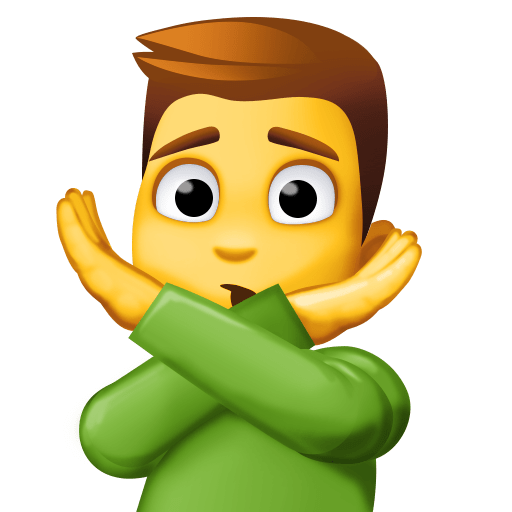 man gesturing NO as rendered by Facebook