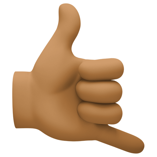 call me hand: medium-dark skin tone as rendered by Facebook