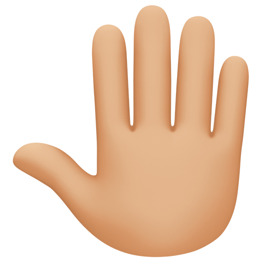 raised back of hand: medium-light skin tone as rendered by Facebook