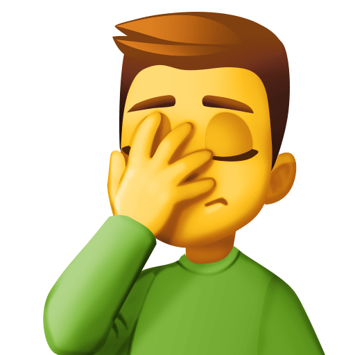 man facepalming as rendered by Facebook