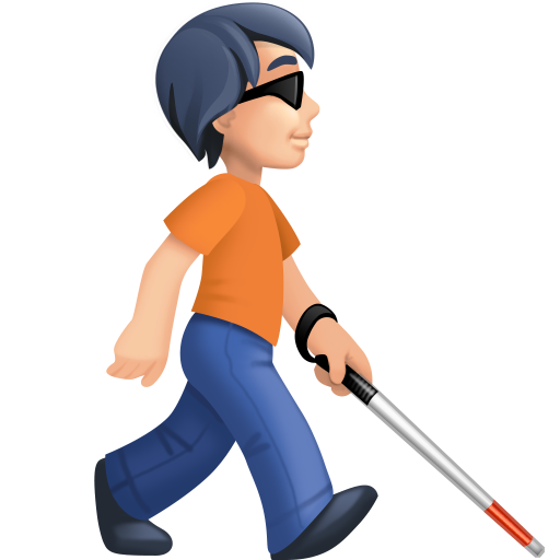 Person with White Cane Facing Right: Light Skin Tone, the design in this release