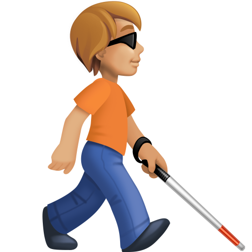 Person with White Cane Facing Right: Medium-Light Skin Tone, the design in this release