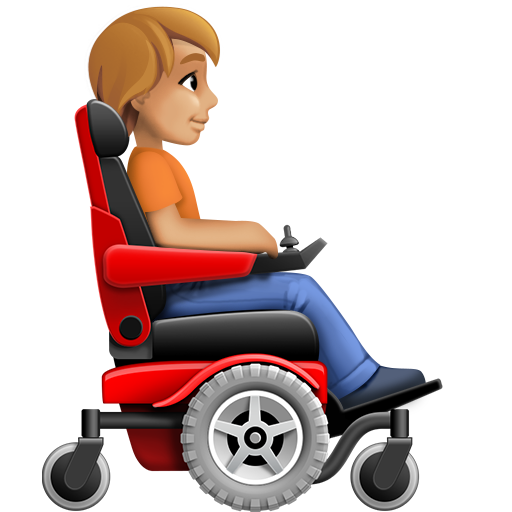 Person in Motorized Wheelchair Facing Right: Medium-Light Skin Tone, the design in this release