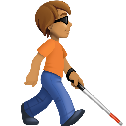 Person with White Cane Facing Right: Medium Skin Tone, the design in this release