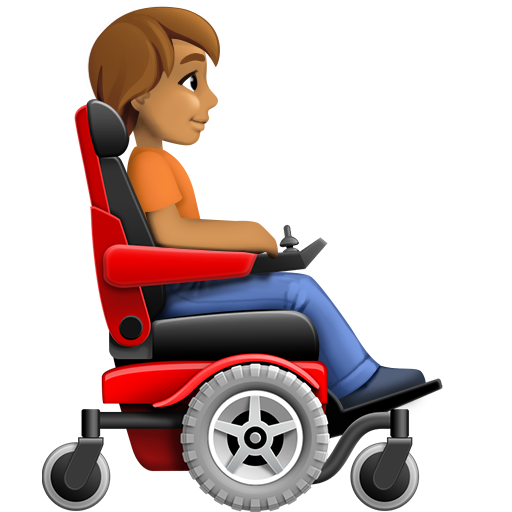 Person in Motorized Wheelchair Facing Right: Medium Skin Tone, the design in this release