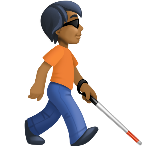Person with White Cane Facing Right: Medium-Dark Skin Tone, the design in this release