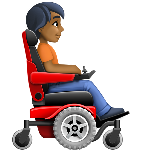 Person in Motorized Wheelchair Facing Right: Medium-Dark Skin Tone, the design in this release
