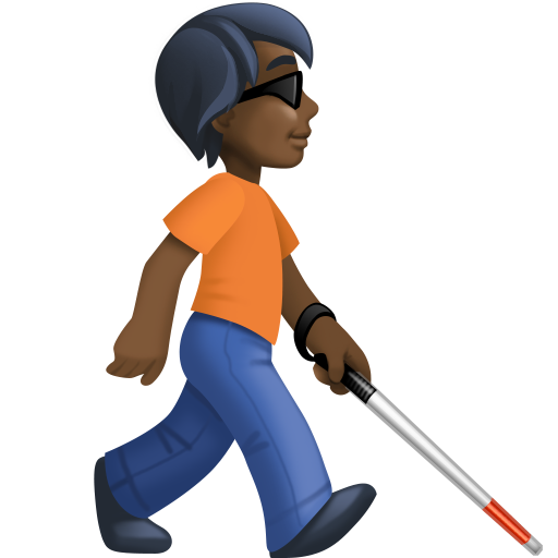 Person with White Cane Facing Right: Dark Skin Tone, the design in this release