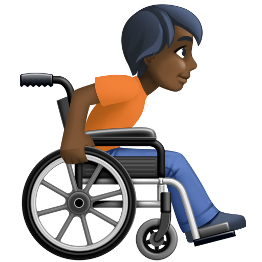 Person in Manual Wheelchair Facing Right: Dark Skin Tone, the design in this release