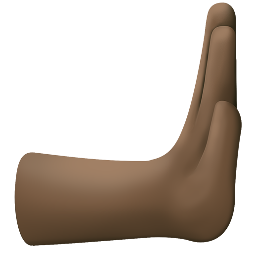 rightwards pushing hand: dark skin tone as rendered by Facebook