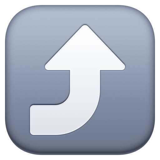 right arrow curving up as rendered by Facebook
