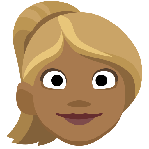 Woman: Medium-Dark Skin Tone, Blond Hair, the design in this release