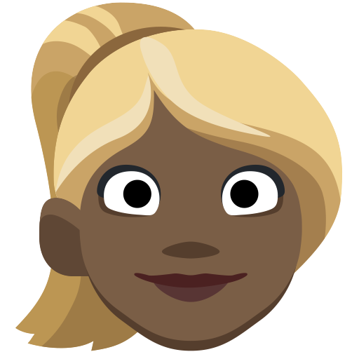 Woman: Dark Skin Tone, Blond Hair, the design in this release