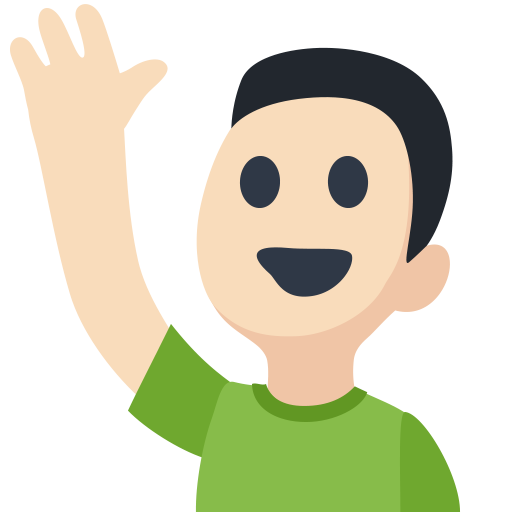 Man Raising Hand: Light Skin Tone, the design in this release